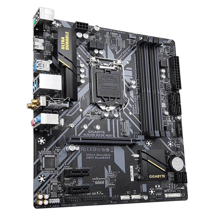 Игровая Материнская плата GIGABYTE B365M DS3H WIFI поддерживает процессоры Intel 8th и 9th Gen Core с чипсетом B365 LGA 1151