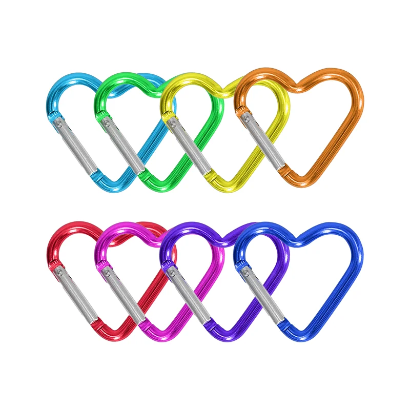 Factory Wholesale Customization Cute Dog Leash Outdoor Traveling Heart Shaped Aluminum Alloy Hammock Keychain Clip Carabiner