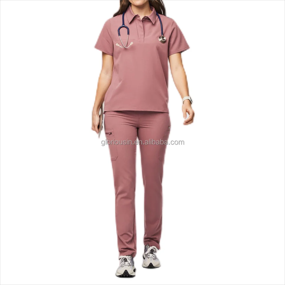 GloriousIn female Polo jogger scrubs 2023 medical hospital l uniforms clinic medical  stretch wholesale luxury manufacture