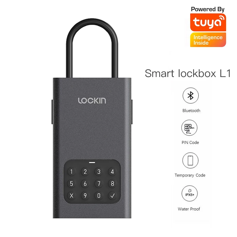 Tuya APP Connected Loock Lockin L1 Waterproof Smart Key Safe Lock Box Key Storage Wall Mounted Remote Password Control Lockbox