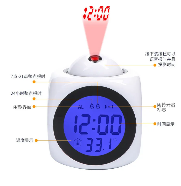 
Digital Led Light Projection Alarm Clock projection alarm clock radio Desktop Table Desk LED Projection Alarm Clock  (1600061974837)