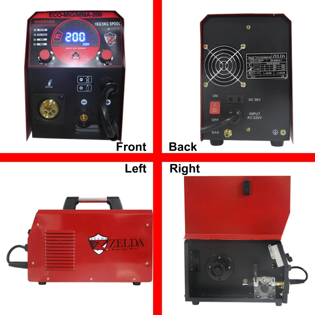 Flux Cored Wire Mig Welder Welding Machine MIG-200 MIG/TIG/Stick Arc 3-in-1 Inverter Welder 220V For Metal