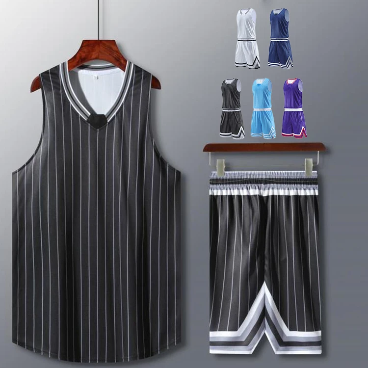 Vertical Stripe Mithun Fabric Custom Sublimation American Basketball Jersey Team Uniform Design Set Striped Basketball Jersey