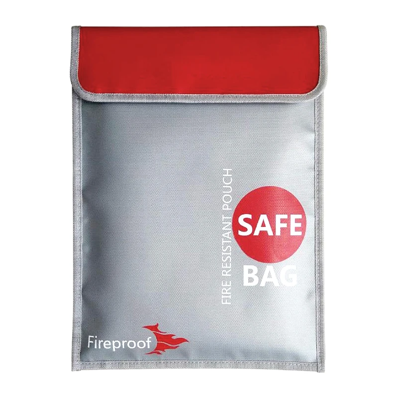 Accept Custom Logo Lightweight Silicone Coated Silver Money Jewelry Passport Valuable Safe Storage Fireproof Bag for Documents