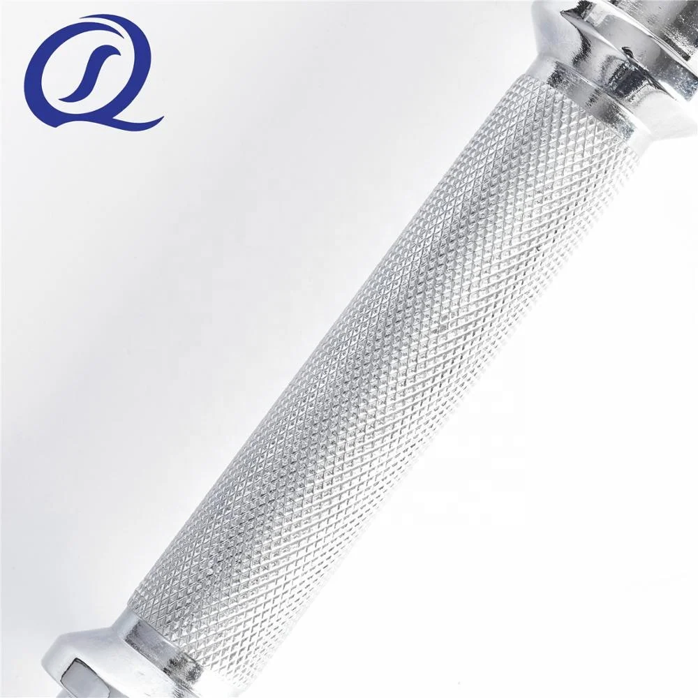 Профессиональные хромированные накатанные прямые твердые ручки для гантелей