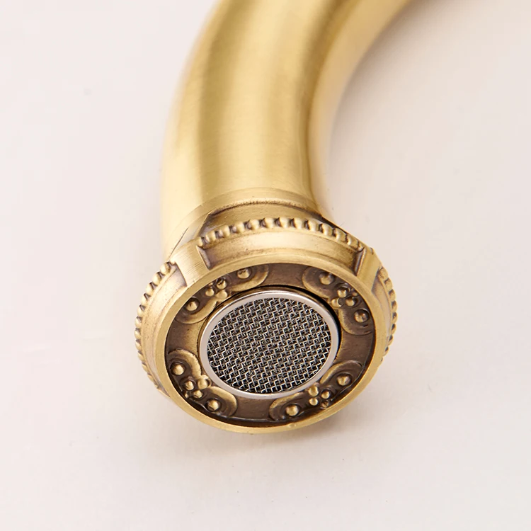 One hole commercial luxury brushed gold face basin tap faucet set