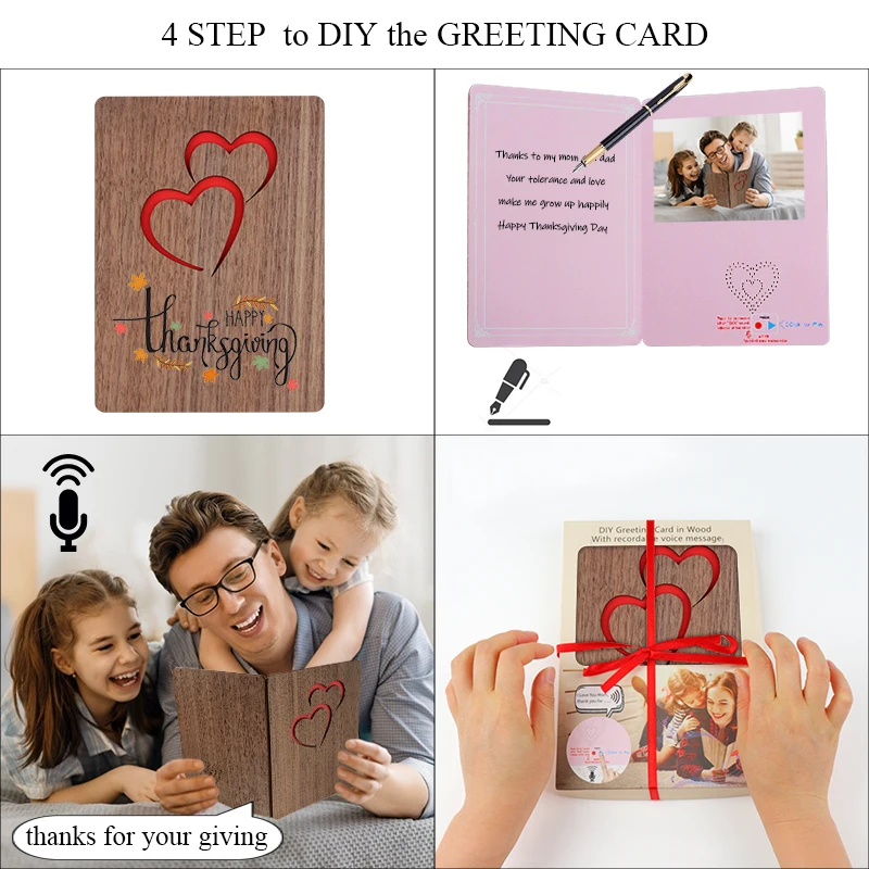 Customized Valentines Day Card Anniversary Gift Handmade Wood Musical Greeting Card