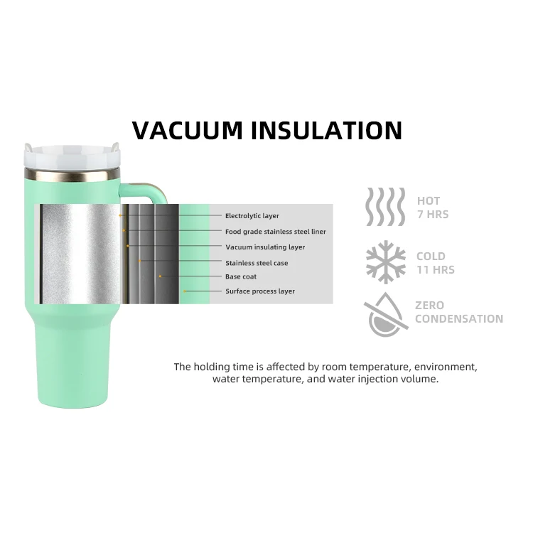 Ailingalaxy 40 oz tumbler with handle travel stainless steel vacuum cup personalized with straw