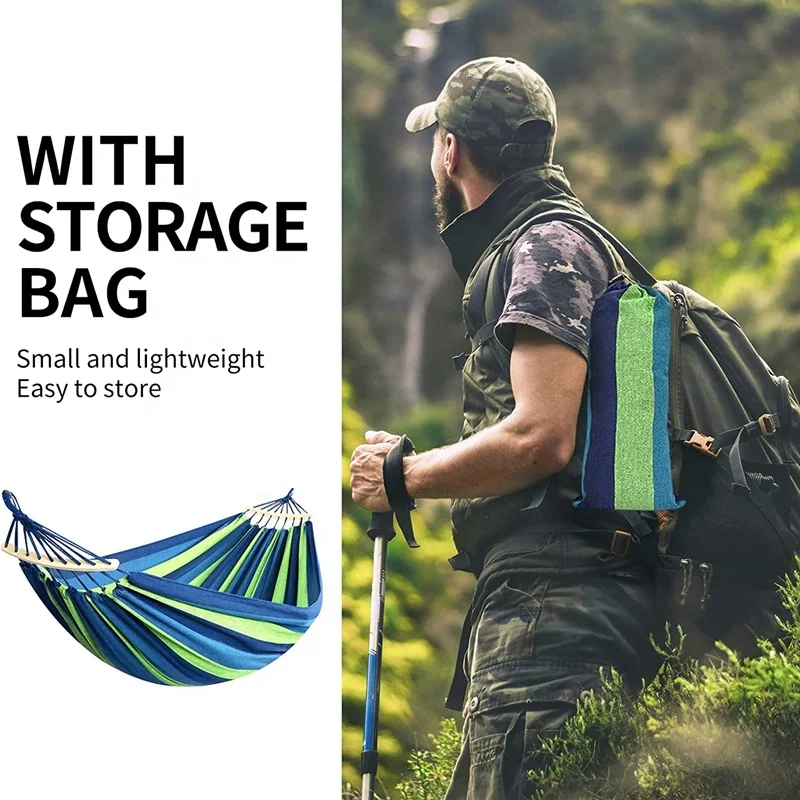 High Quality Canvas Outdoor Camping Travel Portable Anti-Rollover Hammock Portable Lightweight Hammock Family Garden Hammock