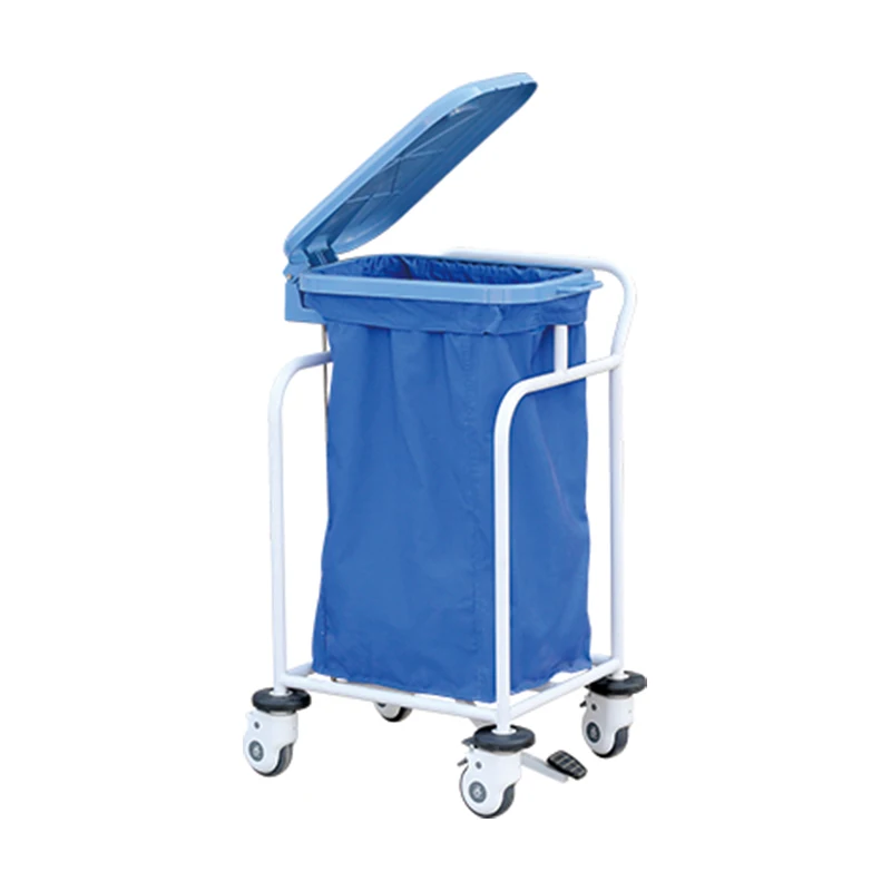 Cylindric Shape Stainless Steel Linen Trolley Laundry Cart On Wheels