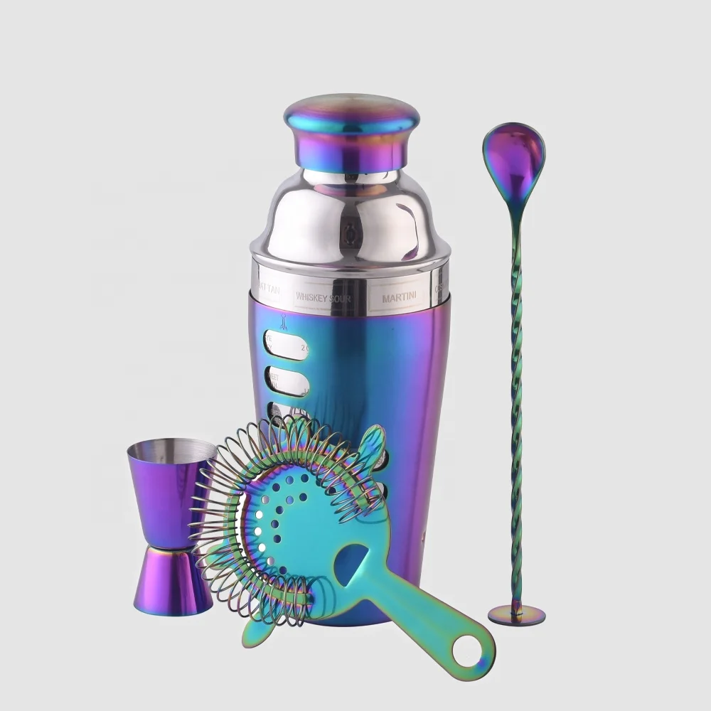 Creation Factory Direct 4 Piece Bartender Bar Tools Cocktail Mixer Kit Set Custom Boston Stainless Steel Martini Shaker