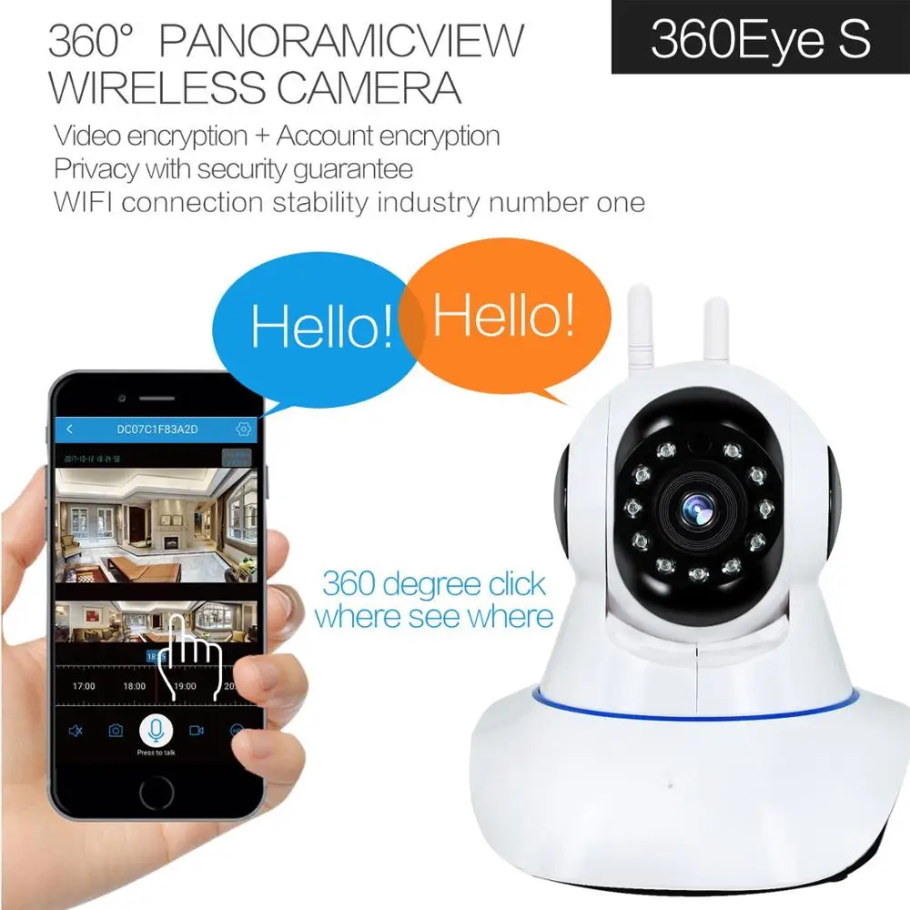  Беспроводная Wi-Fi ip-камера безопасности 1080p для домашних животных пожилых людей видеоняни 2-канальное аудио обнаружение