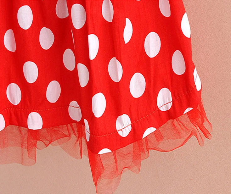 Girls Lovely Style Cartoon Fly Sleeve Top Polka Dot Mesh Skirt Summer Set