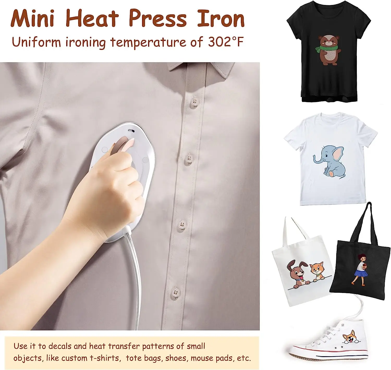 Mini Travel Iron with Dual Voltage - 120V/220V Lightweight Dry Iron for Clothes Portable Iron for Travel