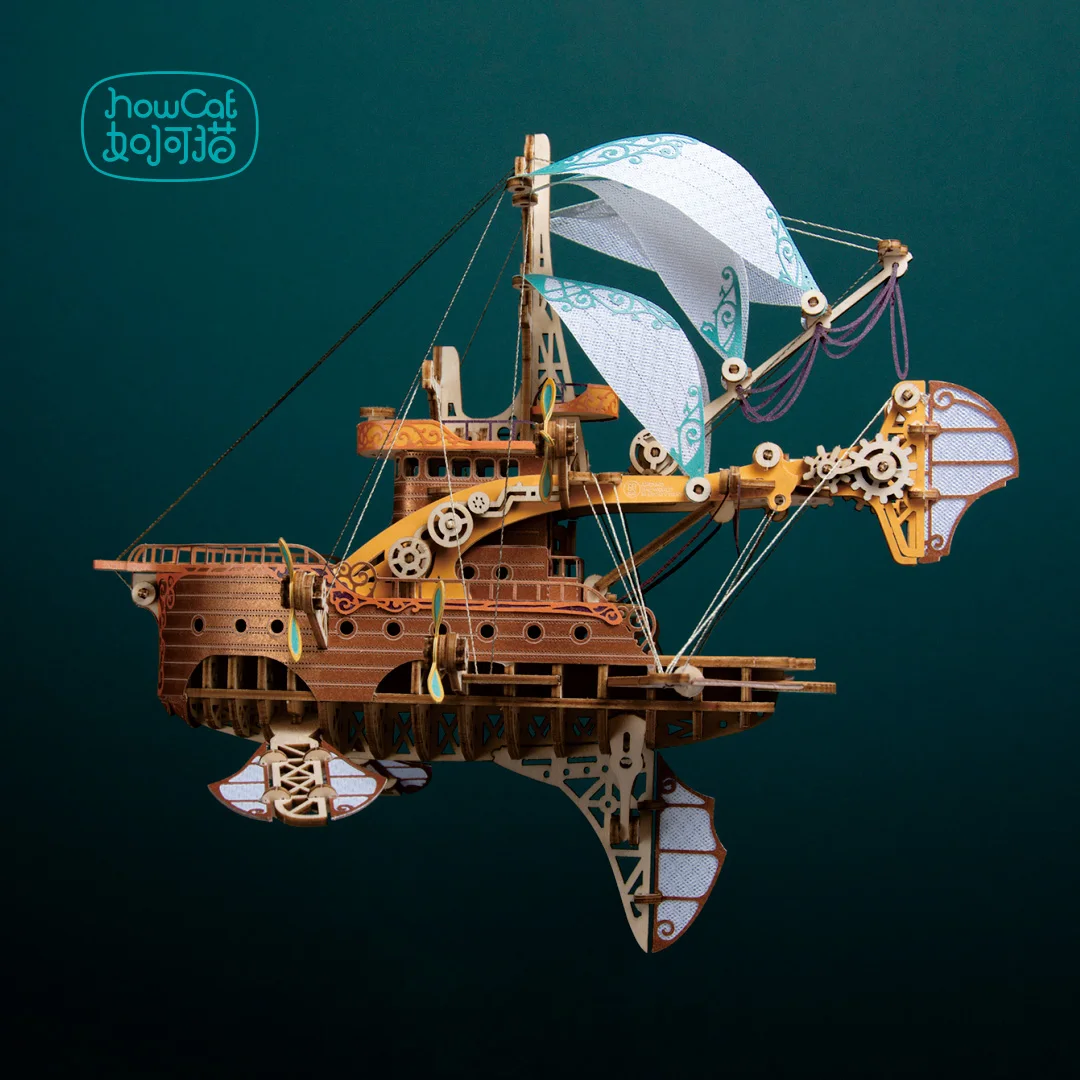 howcat S643 Model 3D Wooden Puzzle Spaceship and warship Games Assembly Model Kits Toys For Children Kids Girls Birthday Gift