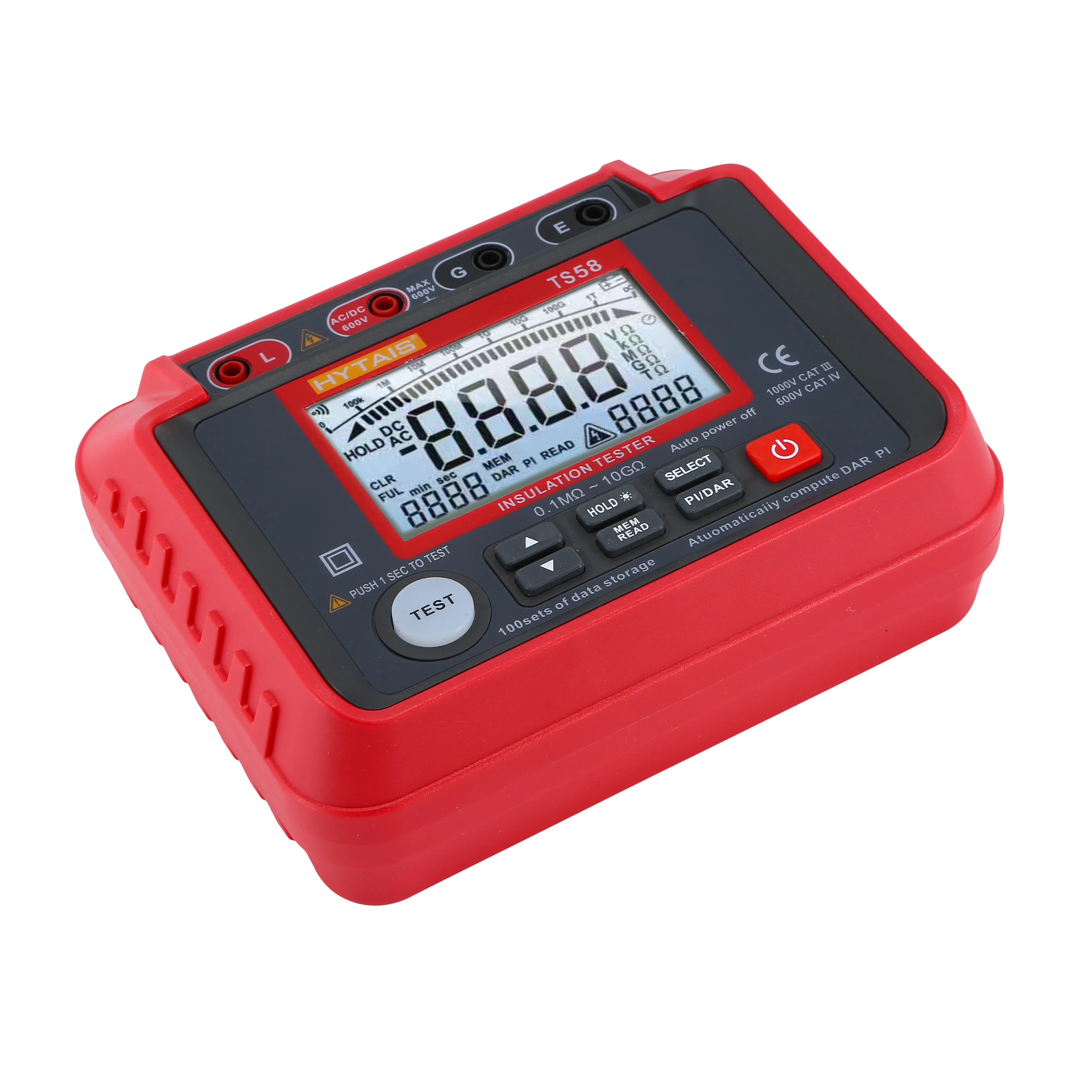 HYTAIS Multifunction Megger Meter High Voltage Digital Insulation Resistance Tester 50V/100V/250V/500V/1000V/2000V/2500V
