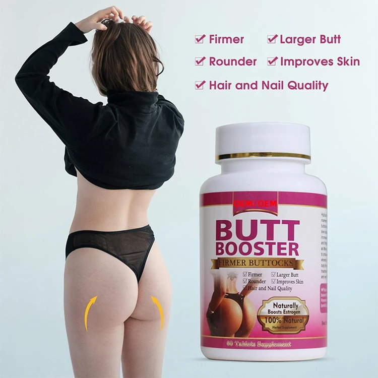 60 Tablets Butt Booster Pills Mention Buttocks Herbal Supplements for Plump Hips Enhancement Firming and Seductive