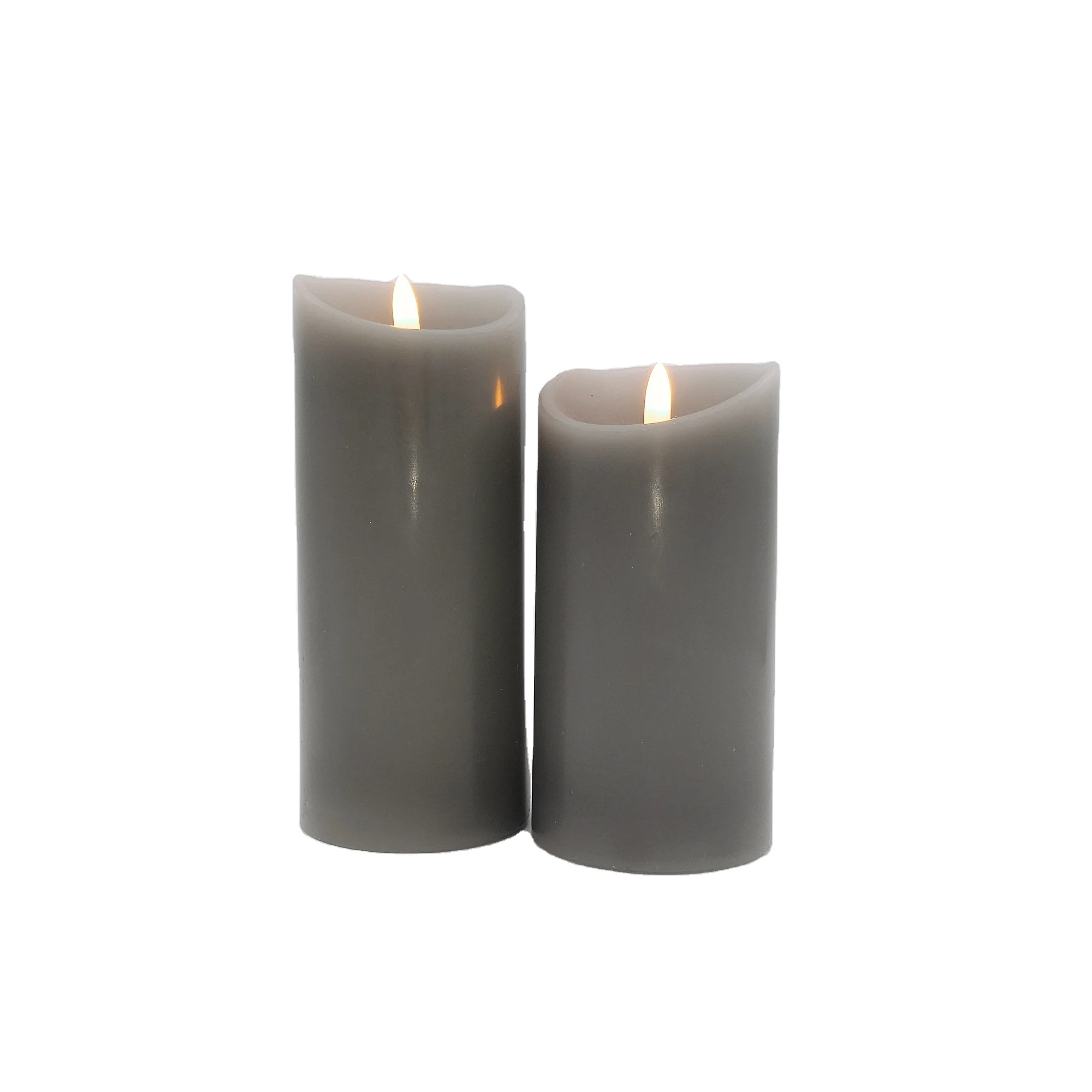 factory price luxury pillar shaped flameless 3D wick bullet wick smooth grey candle