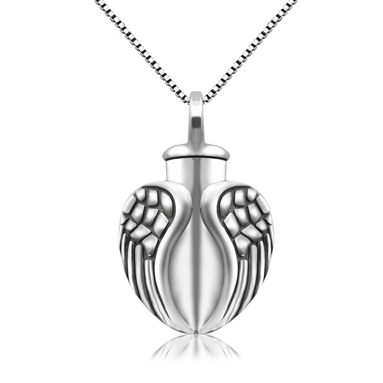 cremation jewelry ashes pendant 925 sterling silver angel wing urn pendant necklace
