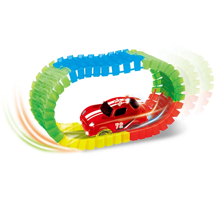 Luminous track toy set DIY assembly plastic slot toy with electric car educational track glow in the dark