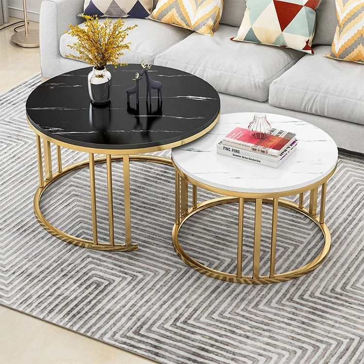 Living room furniture sets metal center coffee tables modern luxury meuble de table basse salon round coffee table
