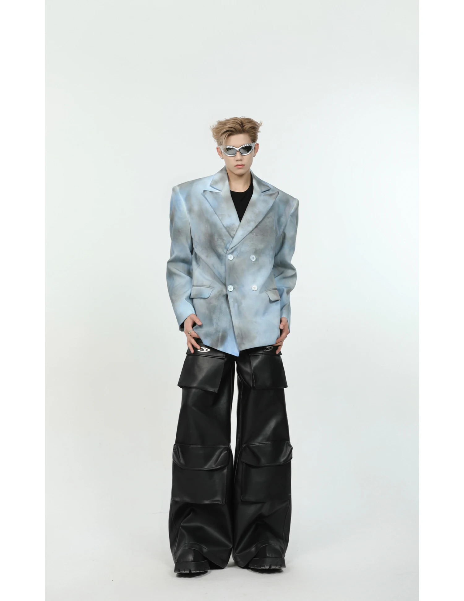 latest men blazer design 2024 men new spring autumn color blocking blazer jackets korean style v-neck long sleeve blazer