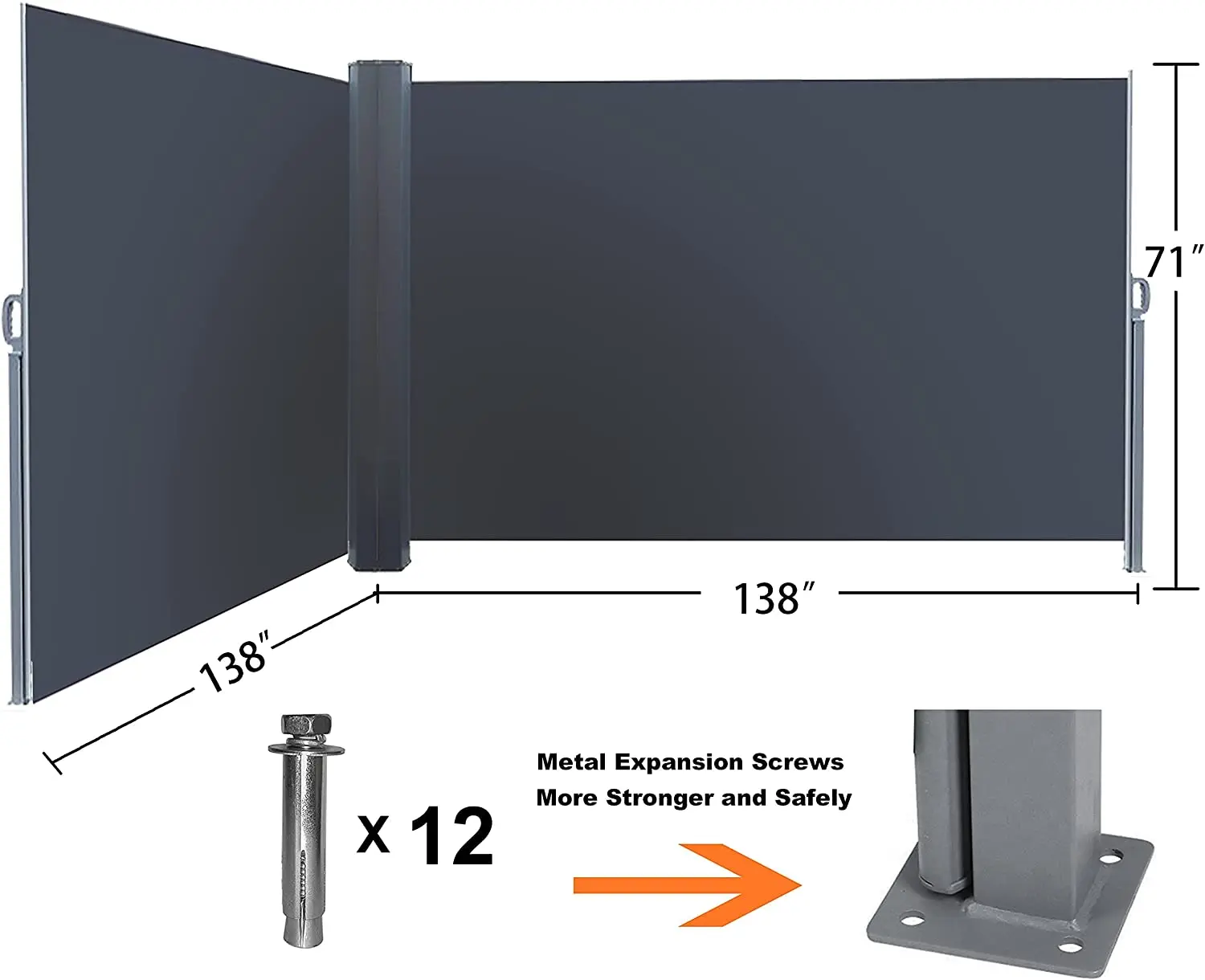 ship from us Garden Patio Retract Side Waterproof Double Retractable Side Awning