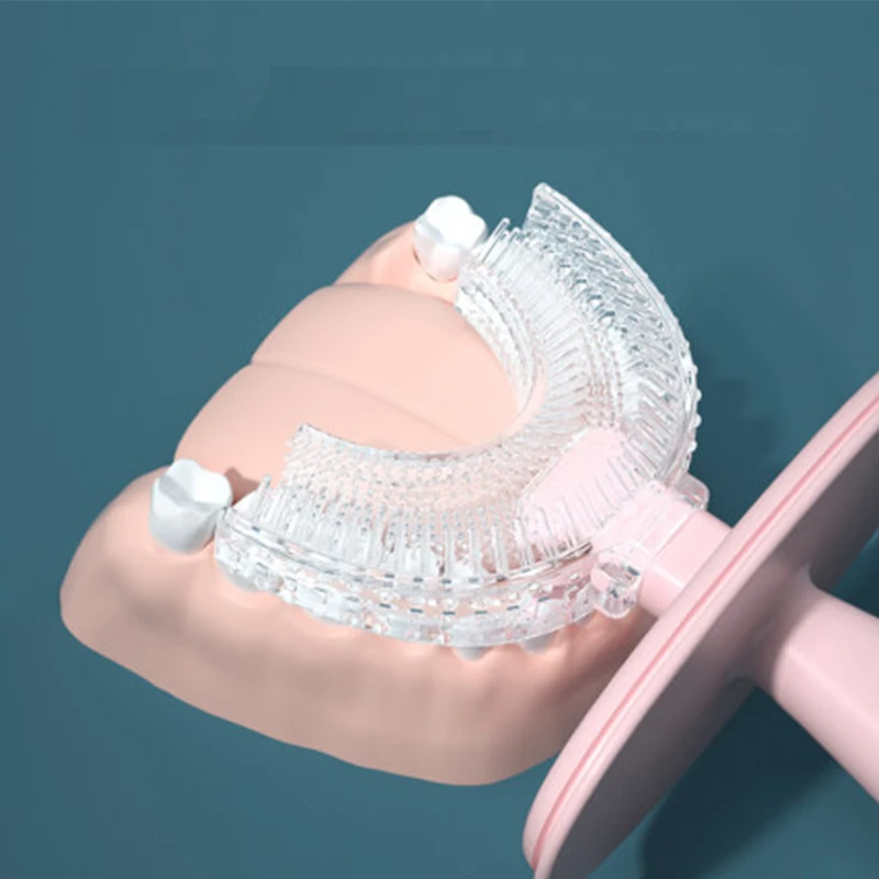 High Quality Infant and Toddler Age U-Shaped Kids Toothbrush with Cup Case