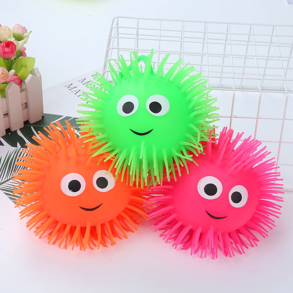 Toy Balls Colorful Stress Glowing Light Up Puffer Ball Smile Face Glowing Light Up Toy Balls