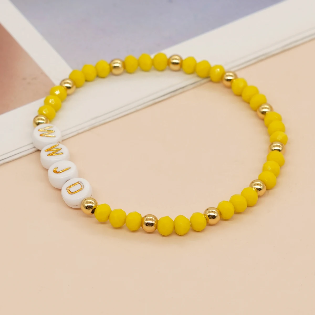 Go2boho WWJD Letter Bracelet Crystal Gold Bead Summer What Would Jesus Do Jewelry Faith Best Friend Gift