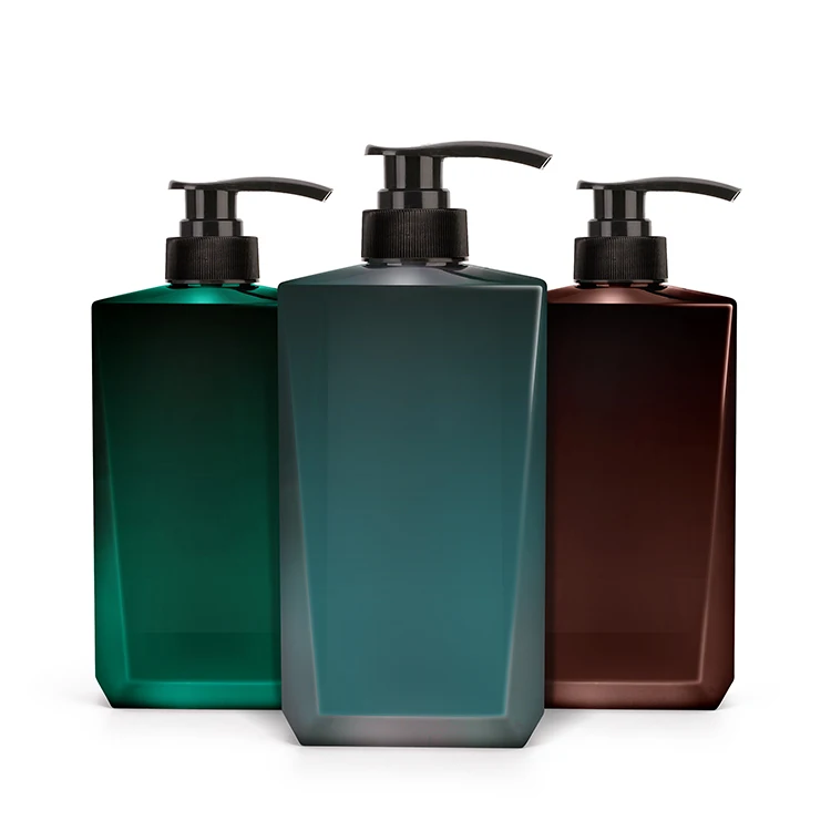 Factory Price Customized 500ML 16.7oz Square Clear Male Lotion Bottle Decorative Shampoo Bottles for Men Shower