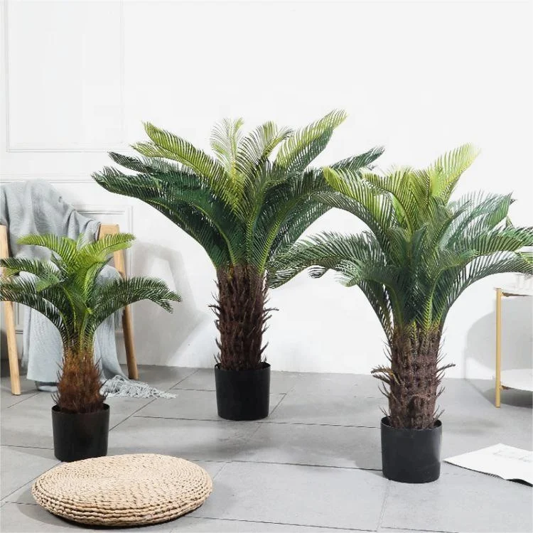 Hot Selling Living Room Decor Cycas Revoluta Palm Trees Artificial Sago Palms Plastic Cycas Bonsai Plants For Home Decor