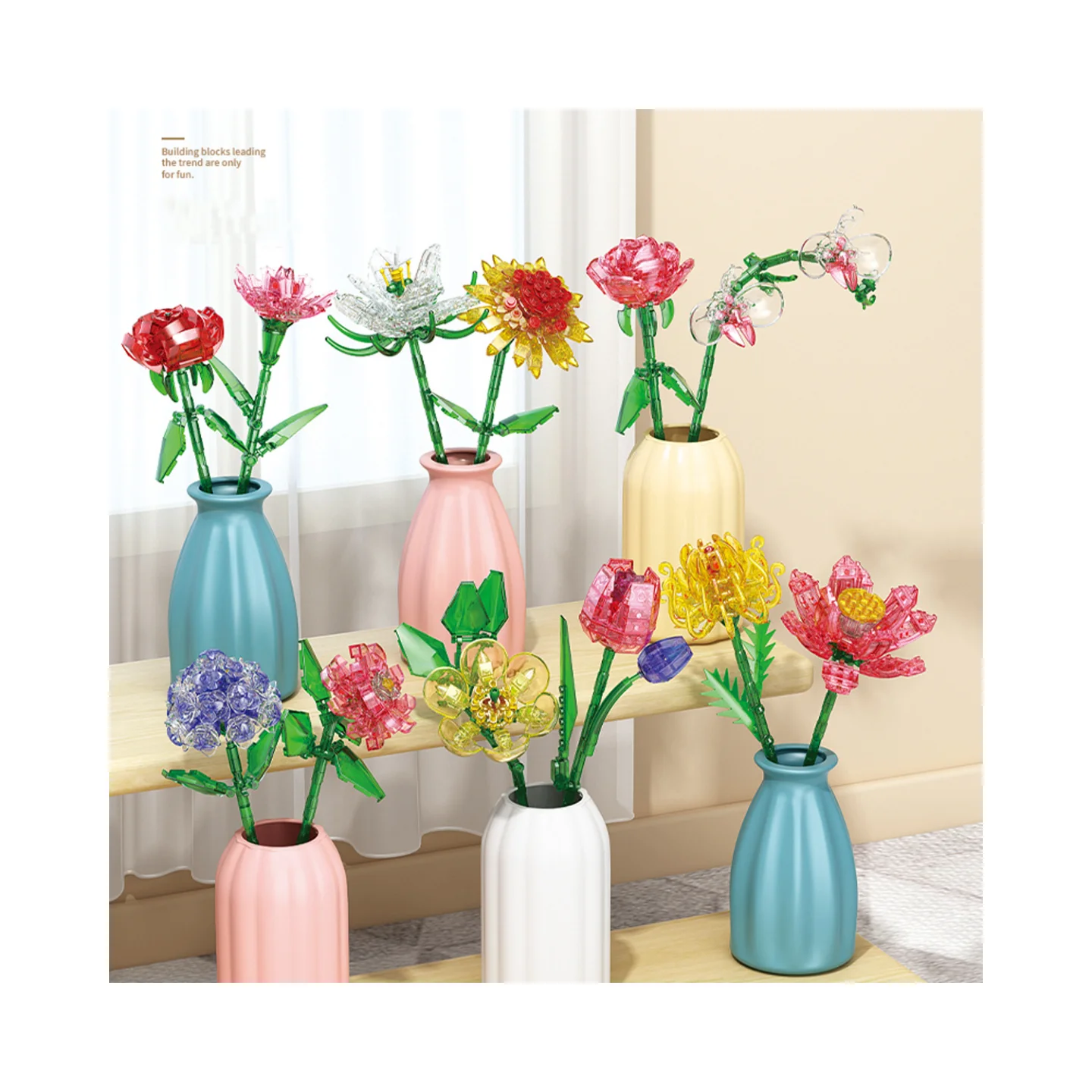 Samtoy 3D Jigsaw Puzzle Bouquet Juguetes Flowerpot Toy Flowers Building Blocks for Valentine Girl Gift