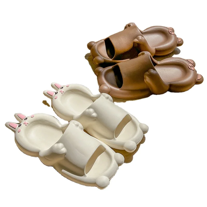 Bear Rabbit Women Summer Slippers Cartoon Outdoor Fashion Slides Non-slip Bathroom Indoor Flip Flops 3D Men Ladies Shoes