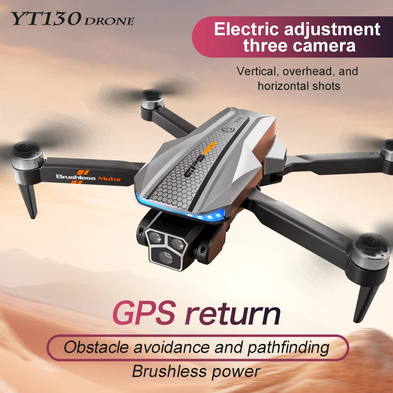 YT130 4K HD Dual Camera WiFi FPV Obstacle Avoidance GPS Brushless Motor Foldable RC Drone RC Quadcopter