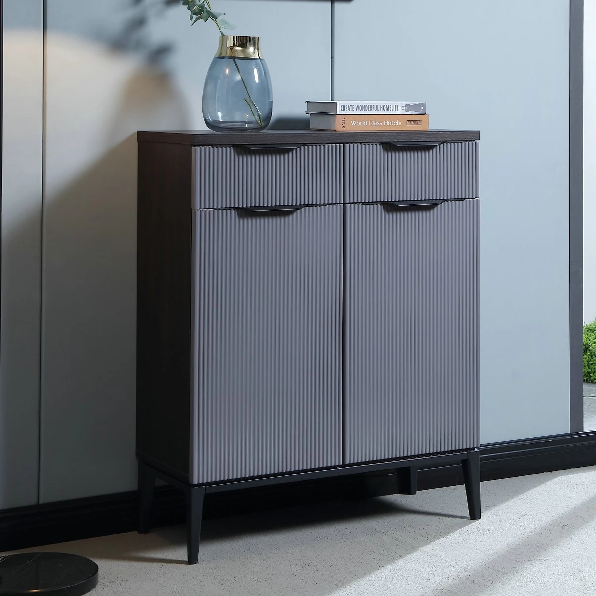 Многофункциональная стойка для обуви, 2 двери, серая гостиная, современный шкаф для хранения/полка для обуви