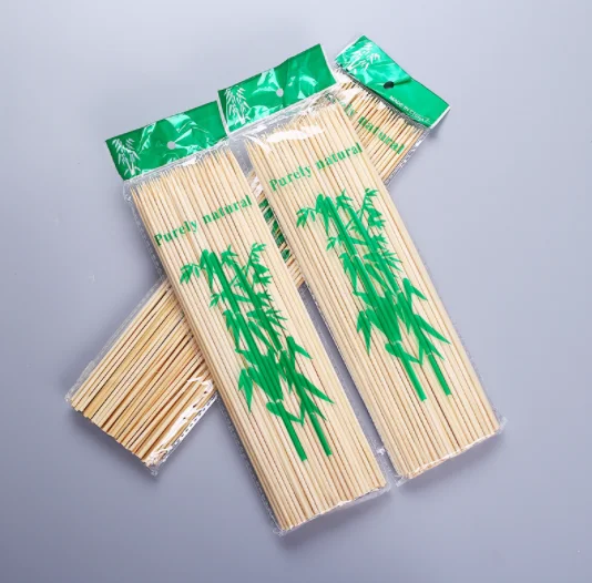 Eco-friendly Disposable Natural Round Food Grade BBQ Grilling Bamboo Skewers Sticks