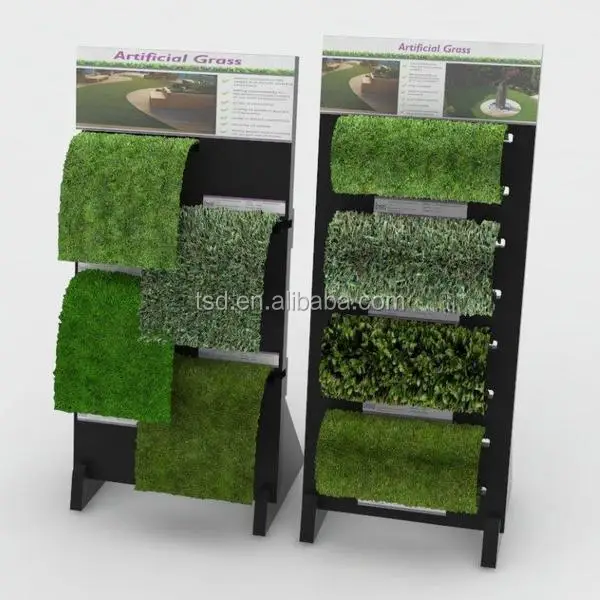 Custom  retail shop metal Turf Grass sample  Display shelf  rack artificial grass display stand
