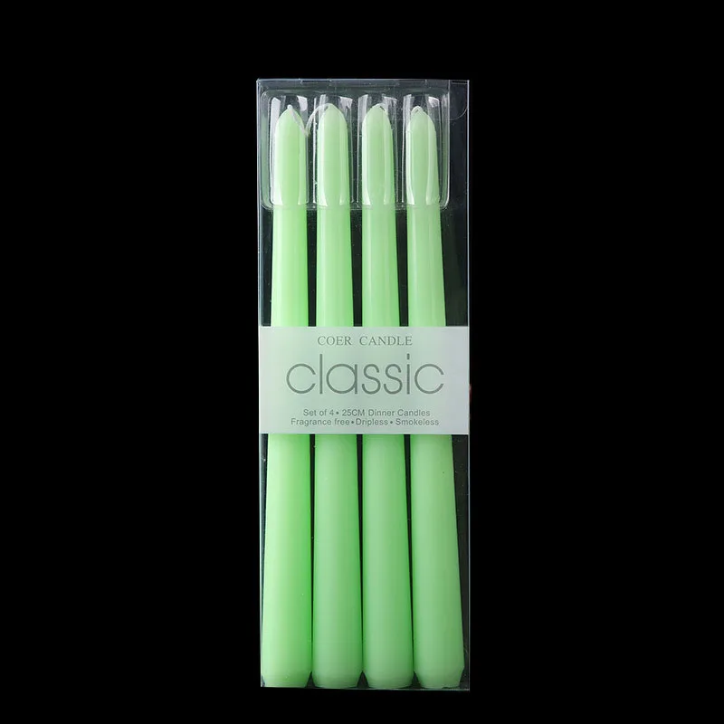 European taper candles,smokeless and tasteless long ,romantic wedding western food 4 candles with cones