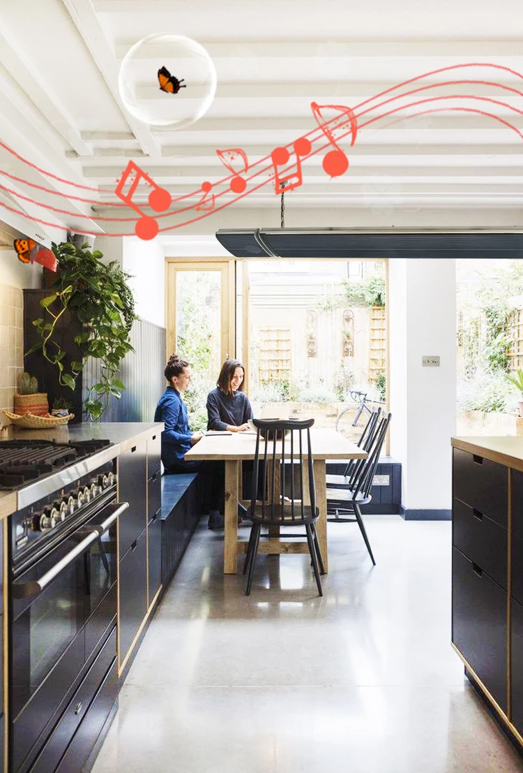 Настенный инфракрасный электрический обогреватель для йоги ipx4 с беспроводными динамиками 1800 Вт