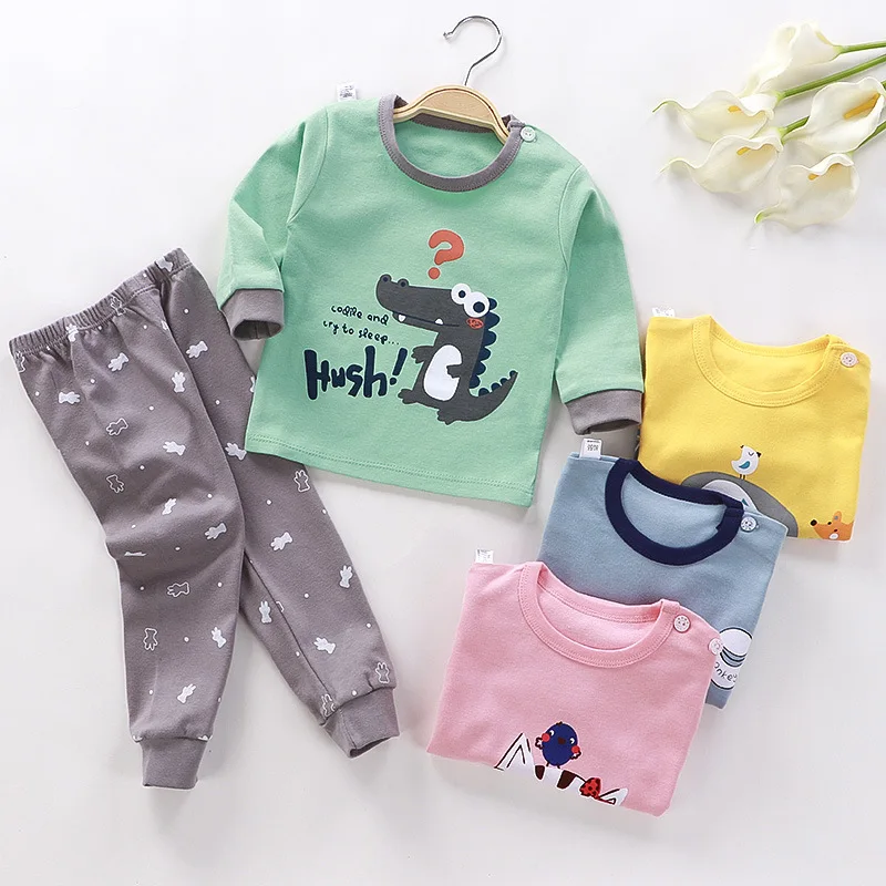 
Autumn 100% Cotton Home Clothing Kids Clothes Sets for Children with Cartoon Printing and Dyeing for Boys and Girls 