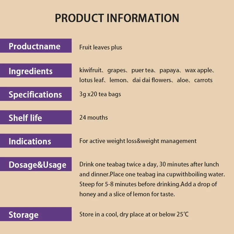 Best-Selling Organic Slimming Weight Loss Fit Tea Bags Fruit Leaves Plus Fit Chinese Herbal Detox Private Label Flat Tummy Tea