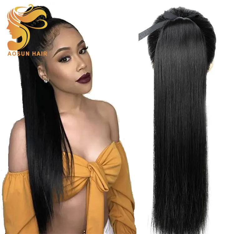 30 Inches 1b Kinky Straight Human Hair Ponytail Extension,10a Unprocessed Cuticle Aligned Afro Gray Kinky Hair Ponytail