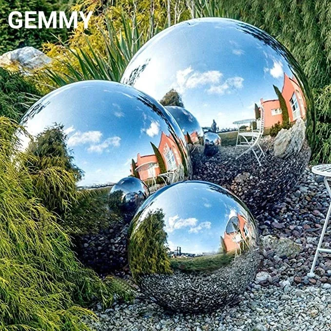 Polished Modern Metal Art Aisi304 Stainless Steel Hollow Garden Ball Decorative Mirror Ball