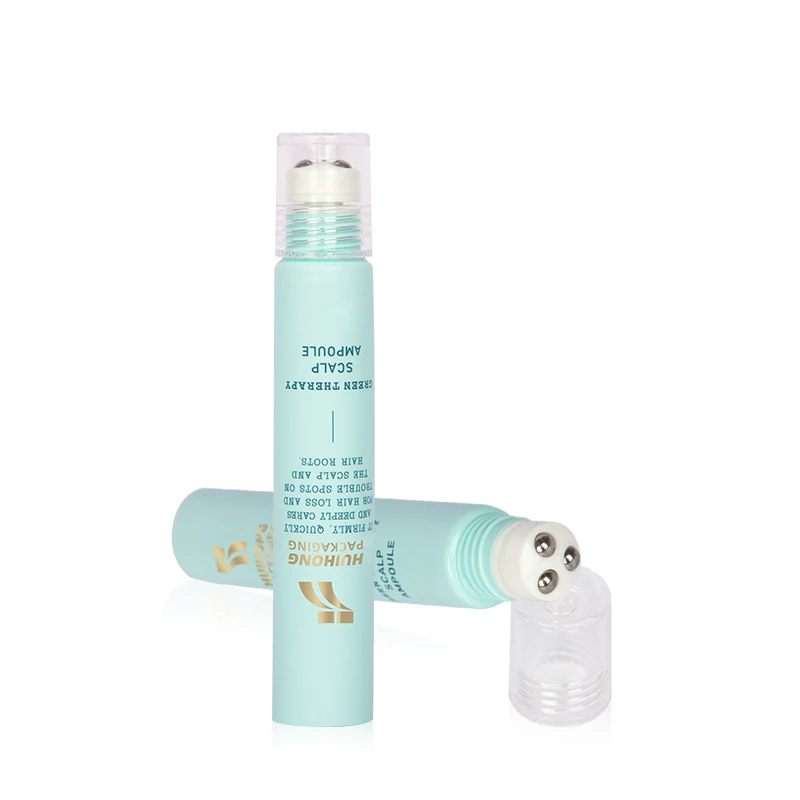 10ml 20ml 25ml Pharmaceutical Packaging Tube 3 Balls Stainless Roller Scalp  Tube With PETG  Lid