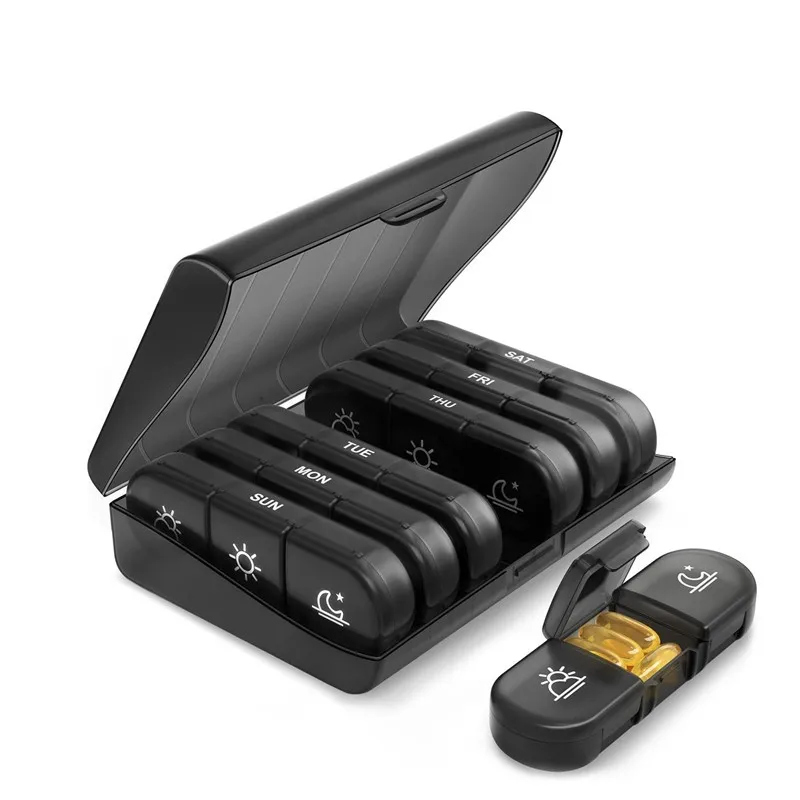 plastic portable travel  7days  21 compartment weekly pill Organizer box case