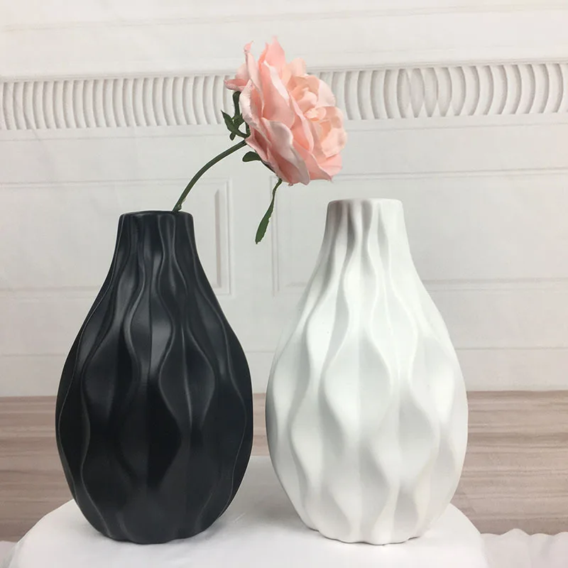 LONGTSAR Ripple Simple Modern Ceramic Vase Nordic Style Home Decoration Dried Flower Vase Factory Direct Sales