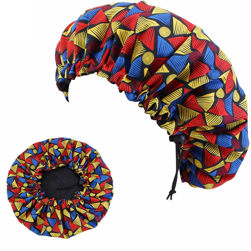Baby Silky Satin Hair Caps Print Ankara Bonnet Stain Silky Big Bonnet Sleep Night Cap Children Headwrap Hat Fashion