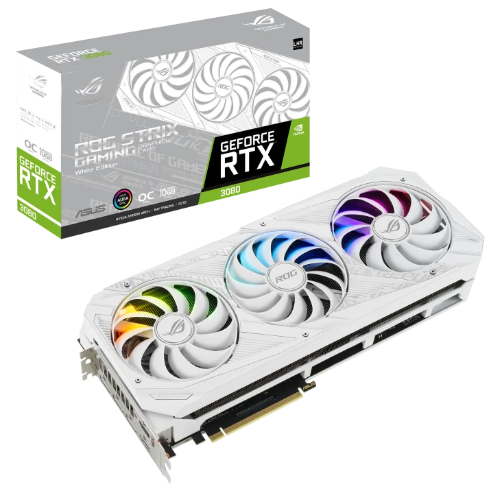 Asus ROG STRIX RTX3080 O10G WHITE V2 Nvidia Desktop Computer Discrete Graphics Card Support Hdmi/dp Gddr6x 384bit 3080