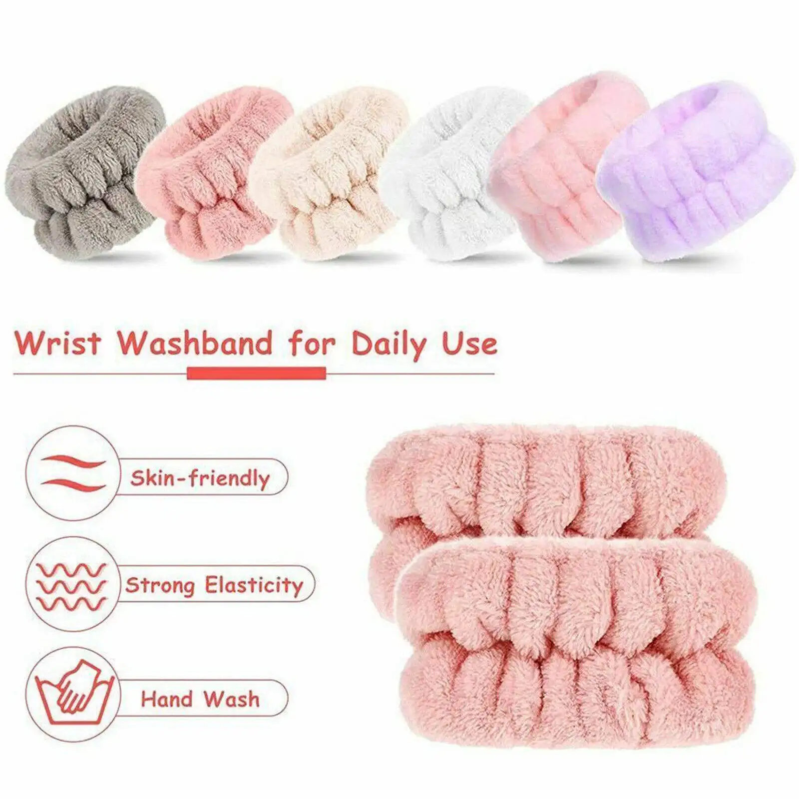 Landora Soft Coral fleece Face Wash Wristbands Wrist Towels Bands for Washing Face Microfiber Spa Wristband Bracelet